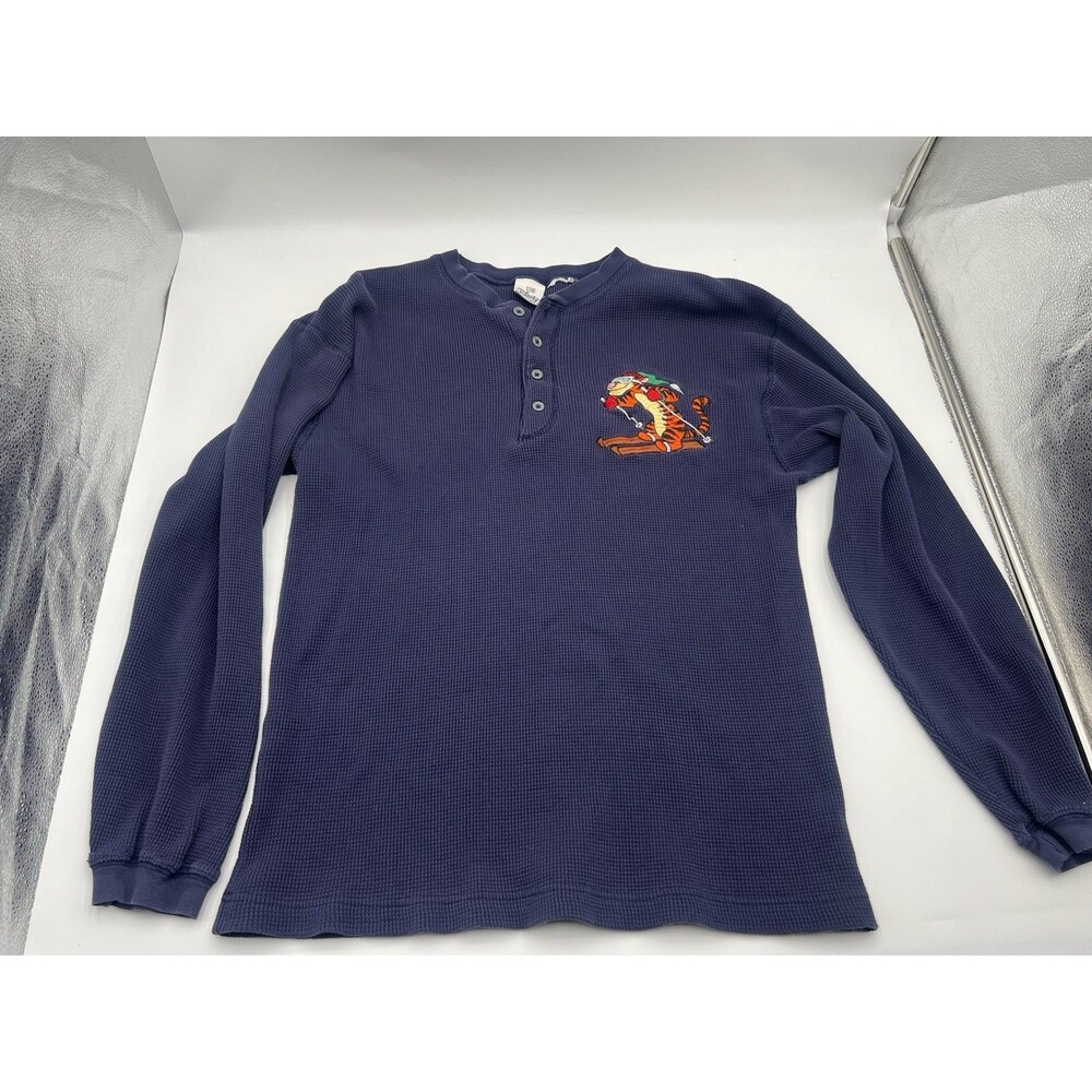 Vintage Disney Store Winnie The Pooh Skiing Tigger Embroidered Waffle Shirt M